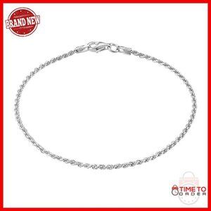 Sterling Silver Chain Bracelet Waterproof Tarnish Resistant 7 Inch